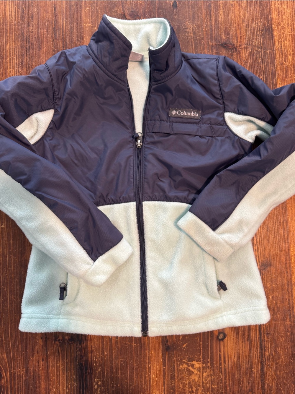 Columbia Navy Shell with Mint Green Fleece Hoodie